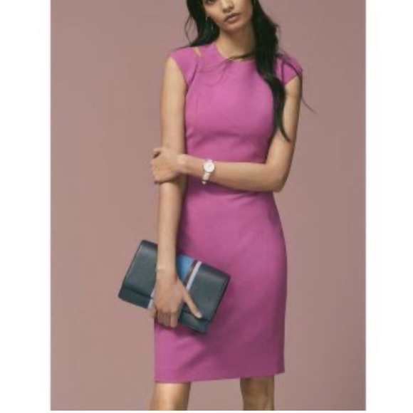 Boss Hugo Dress purple size 8 petite cap sleeve Danouk lined - Picture 9 of 12